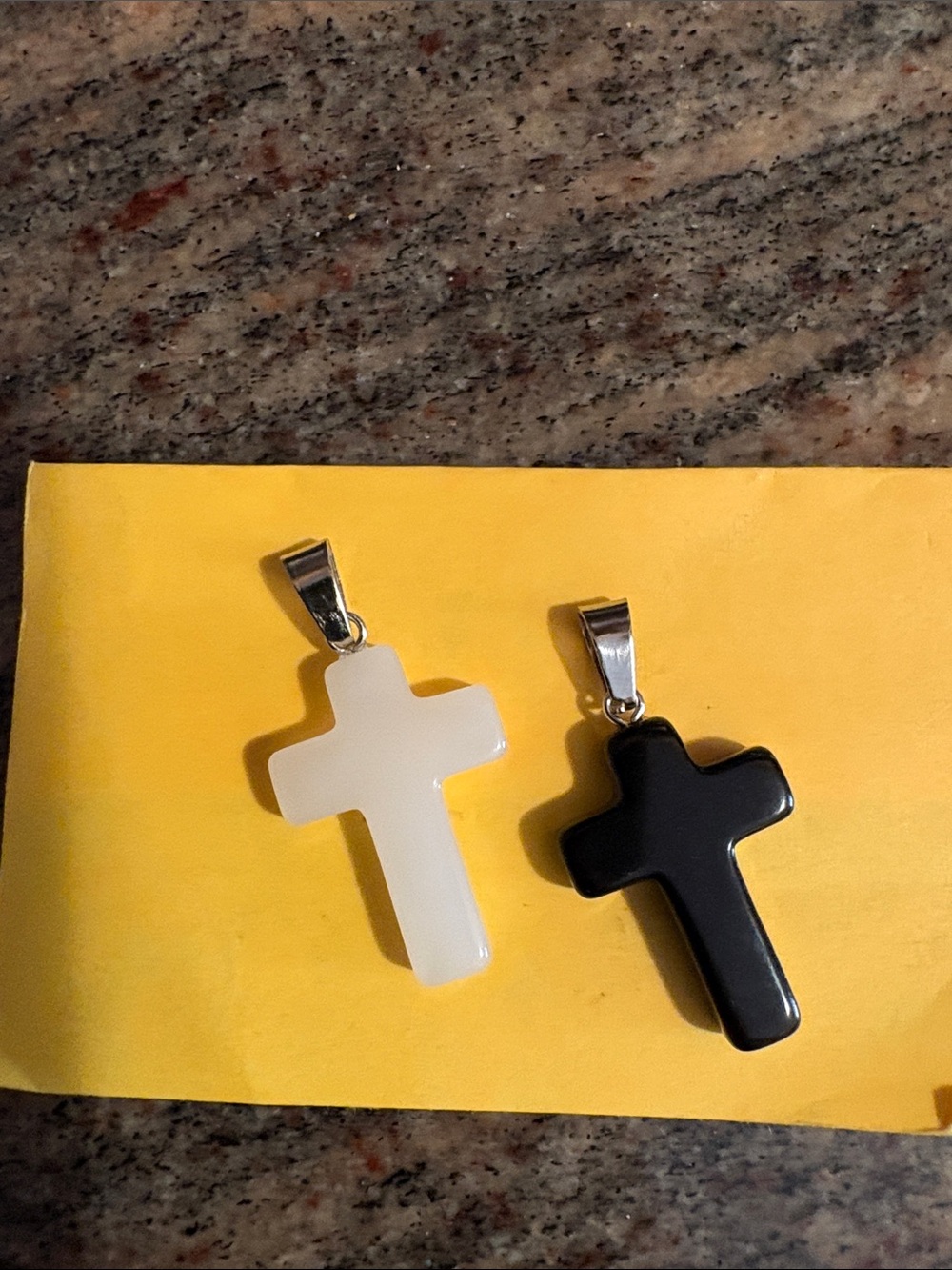 Black and White Cross Pendant Duo
